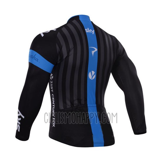 Sky Cycling Jersey Bib Tight 2015 Long Sleeve Blue and Black